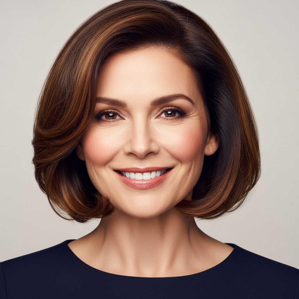 Confident woman over 50 with healthy radiant skin in beauty portrait