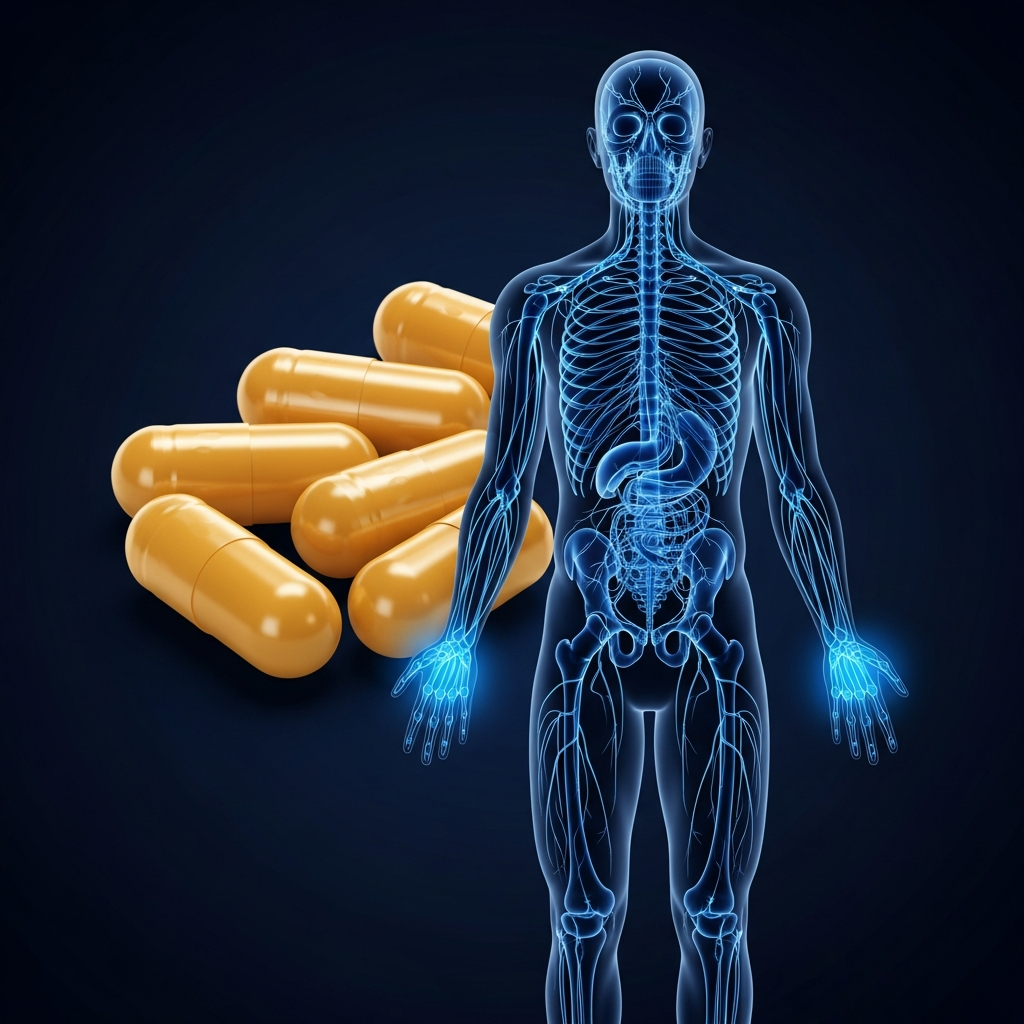 Natural supplements and nervous system diagram for nerve pain relief