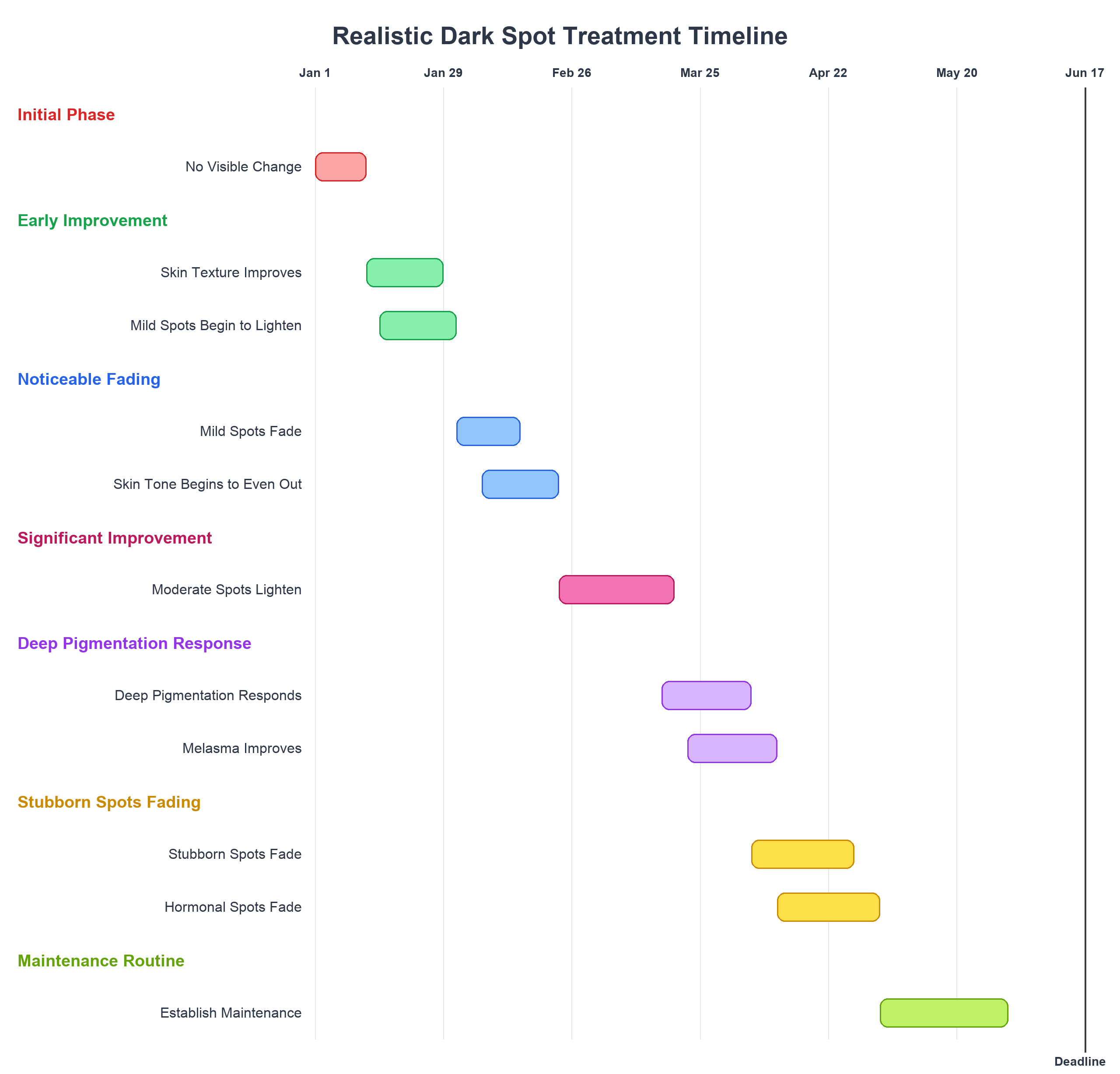 What to Look for in the Best Dark Spot Remover for Women Timeline showing realistic dark spot treatment results from week 1 through month 6 with expected changes at each stage